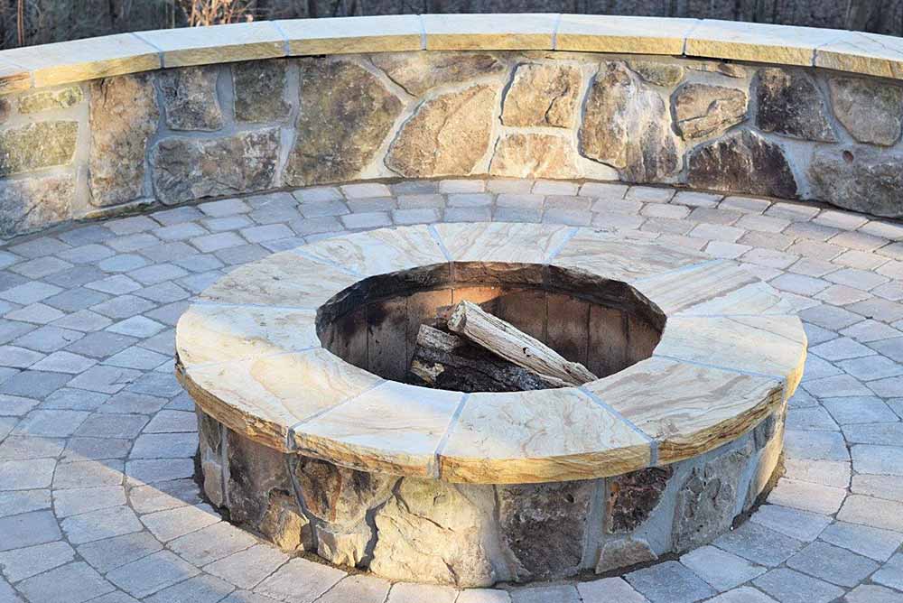 Knoxville fire pit made out of natural stone.